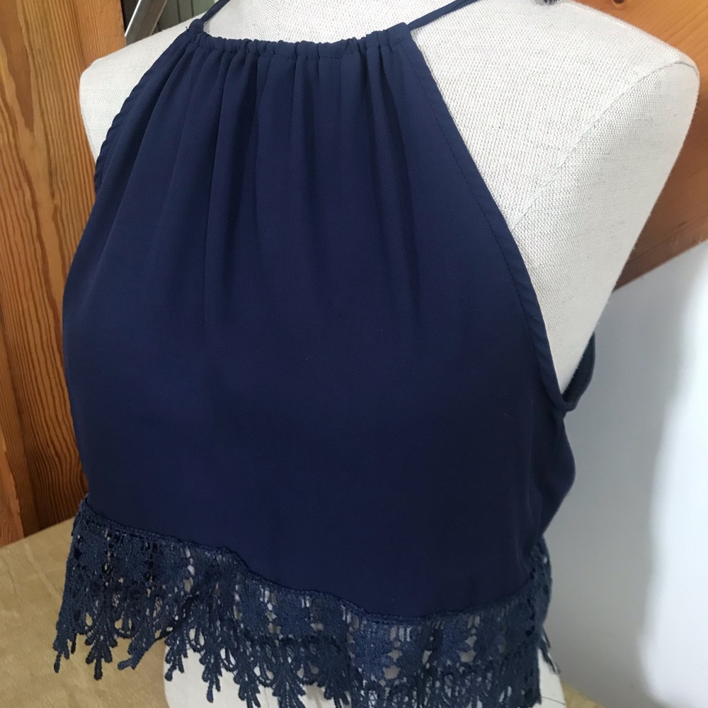 Urban outfitters blue sheer fabric halter top